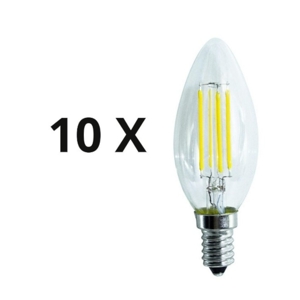 Confezione n10 lampadine e14 led 4w 4000k 490lm oliva trasparente ideal lux