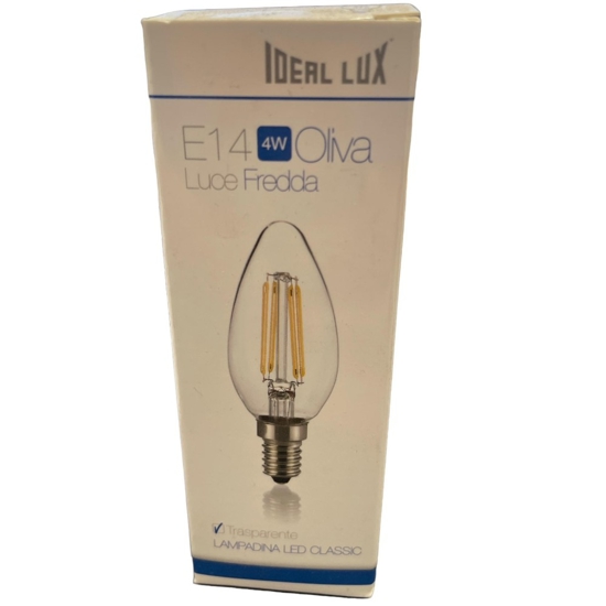 Confezione n10 lampadine e14 led 4w 4000k 490lm oliva trasparente ideal lux