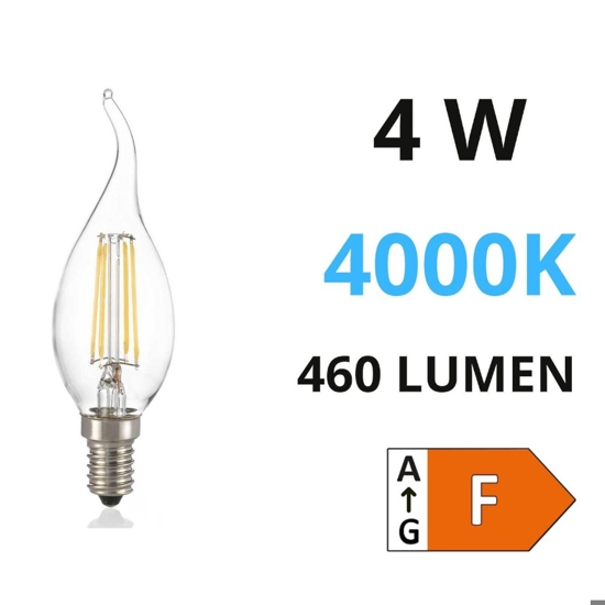 Lampadina e14 led 4w 4000k 460lm colpo di vento trasparente ideal lux