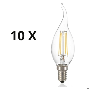 Confezione n10 lampadine e14 led 4w 4000k 460lm trasparente ideal lux