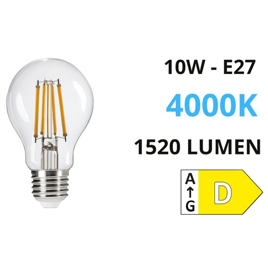 Toplight lampadina led e27 10w 4000k 1520 lumen vetro trasparente