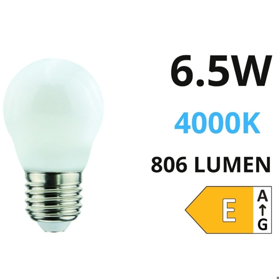 Life lampadina e27 led 6,5w 4000k 806lm mini sfera bianca vetro milky