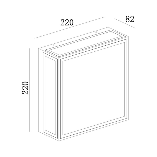 Plafoniera da esterno ip65 antracite da parete soffitto  14w 3000k quadrata