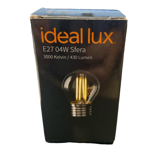 Lampadina led e27 4w 3000k 430lm sfera trasparente filamento ideal lux