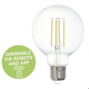 Lampadina trasparente globo e27 led 6w 2700k dimmerabile bluetooth