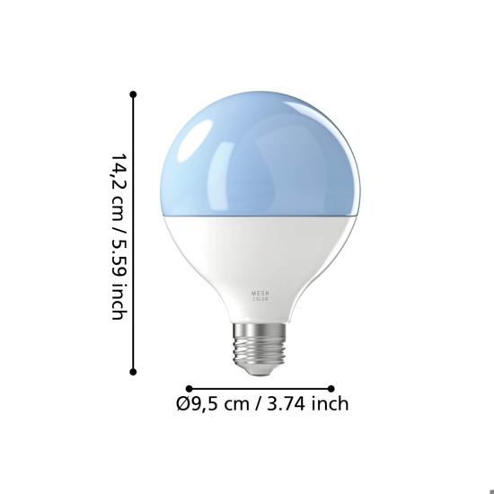 Lampadina e27 led globo 13w rgb dimmerabile da 2700k a 6500k 1300lm bluetooth