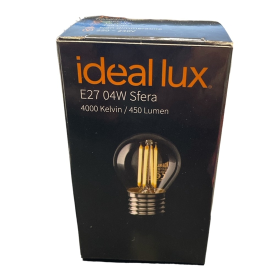 Lampadina led e27 4w 4000k 490lm sfera trasparente vetro ideal lux