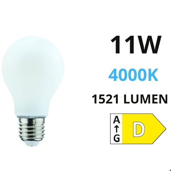 Lampadina led e27 11w 4000k 1521lm life milky vetro goccia