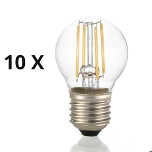 Confezione n10 lampadine led e27 4w 3000k 430lm sfera trasparente ideal lux