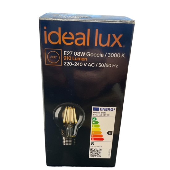 Confezione n10 lampadine e27 led 8w 3000k 910lm goccia trasparente ideal lux