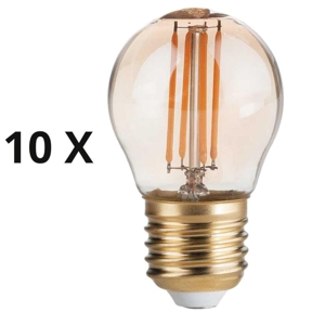 Confezione n10 lampadine e27 led sfera 4w 2200k 380lm ambra ideal lux