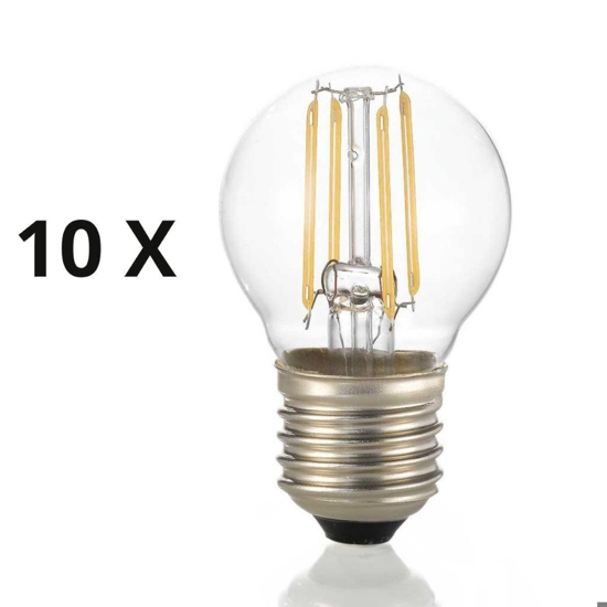 Confezione n10 lampadine led e27 4w 4000k 490lm sfera trasparente ideal lux