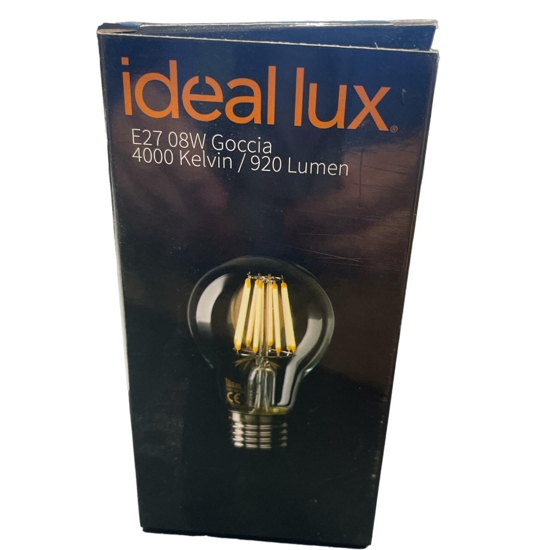 Confezione n10 lampadine led e27 8w 4000k 980lm goccia trasparente ideal lux