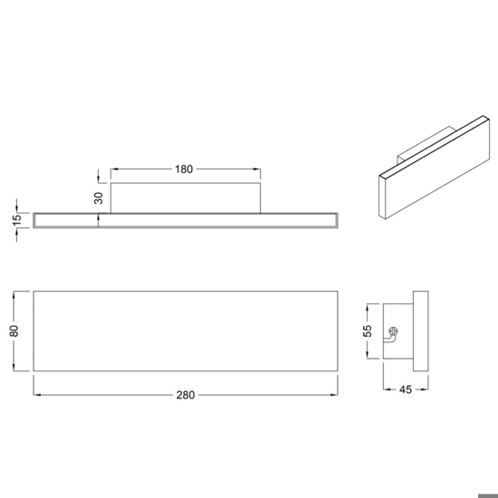 Applique led 12w 3000k bianca moderna rettangolare