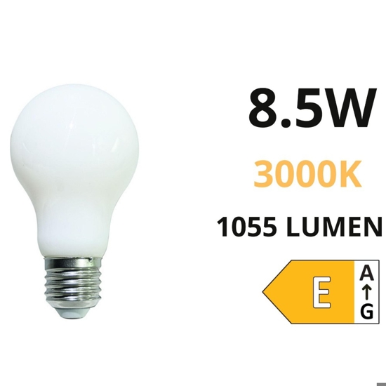 Lampadina e27 8,5w 3000k 1055lm vetro bianco life goccia milky