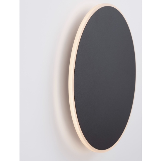 Applique moderna rotonda cerchio nero led 20w 3000k