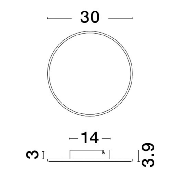 Applique moderna rotonda cerchio nero led 20w 3000k