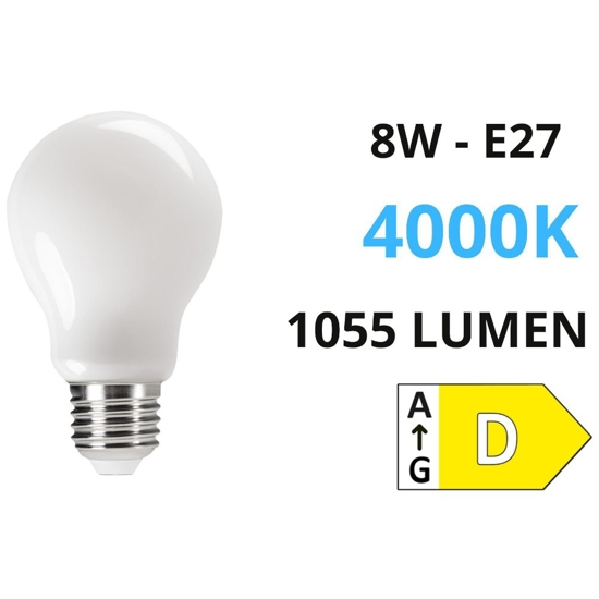 Lampadina e27 goccia led 8w 4000k 1055 lumen milky toplight