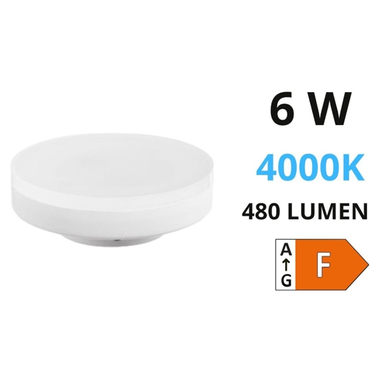 Lampadina led gx53 6w 4000k 480lm ottica 120 top light