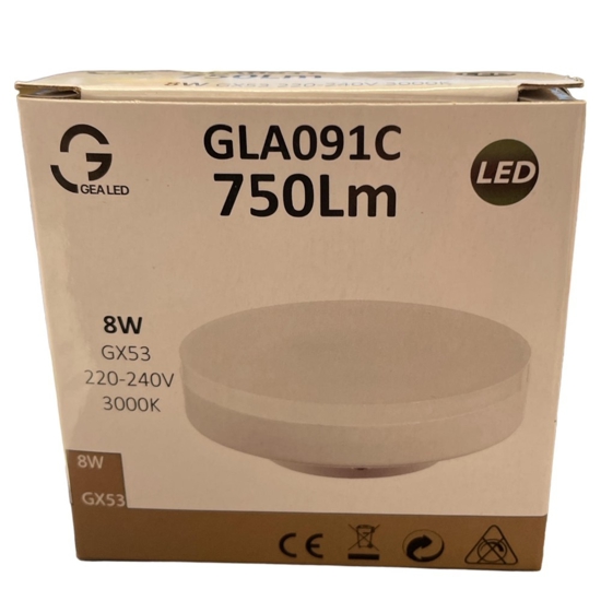 Gea luce lampadina gx53 led 8w 3000k 750lm 220v ottica 120