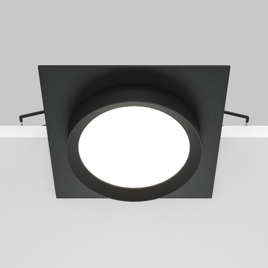 Faretto da incasso a soffitto cornice quadrata nero rotondo gx53