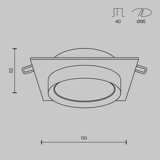 Faretto da incasso a soffitto cornice quadrata nero rotondo gx53