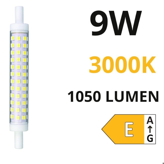 Life lampadina led r7s 9w 3000k 1050lm ottica 360 118mm