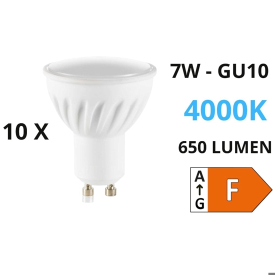 N10 lampadine gu10 led 7w 4000k 650lm 108 cri90 ideallux