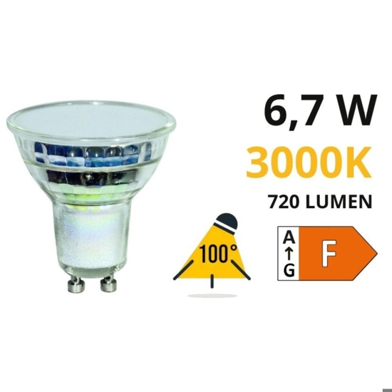 Life lampadina di vetro led gu10 6,7w 3000k 720lm ottica 100