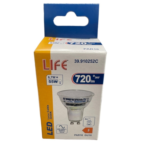 Life lampadina di vetro led gu10 6,7w 3000k 720lm ottica 100