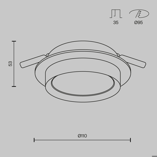 Faretto nero da incasso per controsoffitto gx53 design rotondo