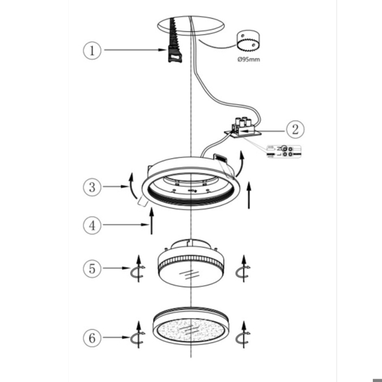 Faretto nero da incasso per controsoffitto gx53 design rotondo