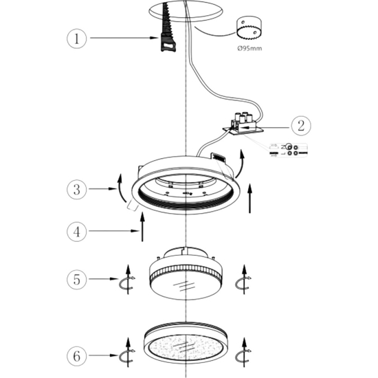 Faretto da incasso a soffitto bianco rotondo gx53