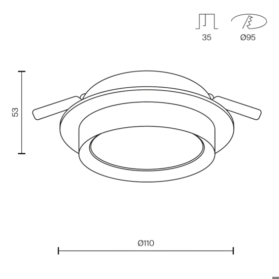 Faretto da incasso a soffitto bianco rotondo gx53