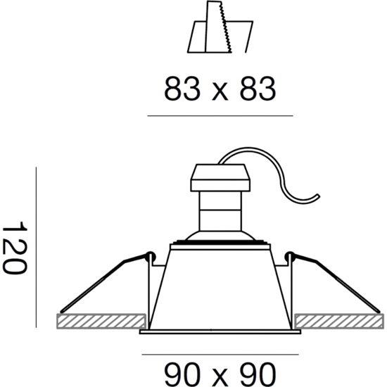 Faretto da incasso per soffitto gea luce quadrato cromo ceres