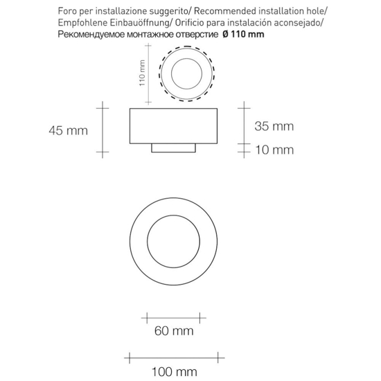 Porta faretto da incasso in gesso rotondo sporgente sforzin tecnico thessaly