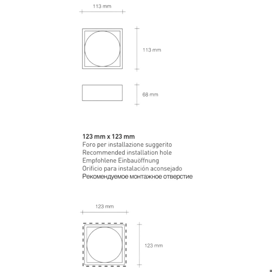 Faretto di gesso quadrato da incasso per cartongesso sforzin filiatra