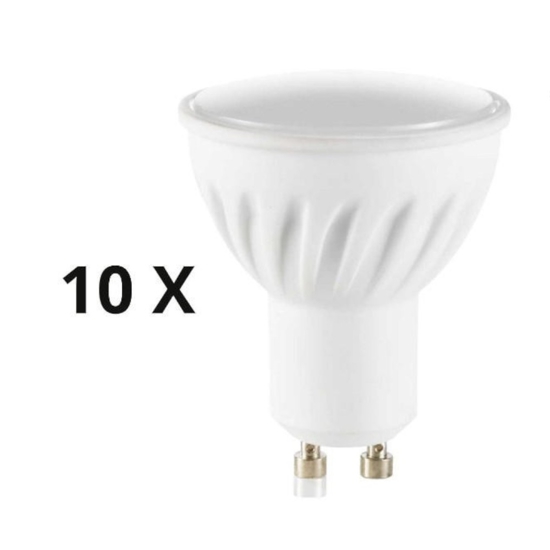 Confezione n10 lampadine gu10 7w led 3000k cri90 3000k 620lm ottica 108 ideal lux