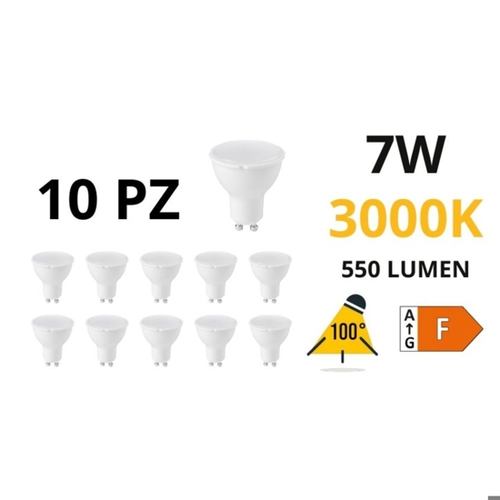 N10 lampadine gu10 led 7w 3000k 550lm ottica 100 gea luce