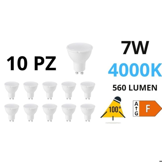 N10 lampadine gu10 led 7w 4000k 560lm ottica 100 gea luce