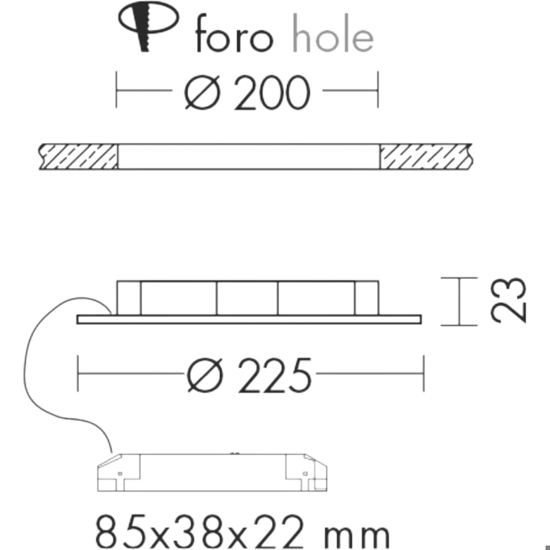 Faretto da incasso 18w 4000k rotondo bianco per controsoffitto