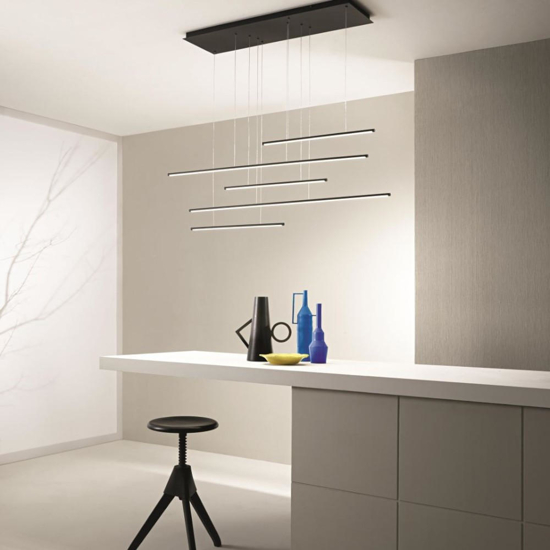 Ondaluce so genius 50 nero lampadario moderno led design