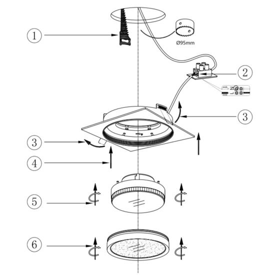 Faretto da incasso a soffitto nero oro gx53