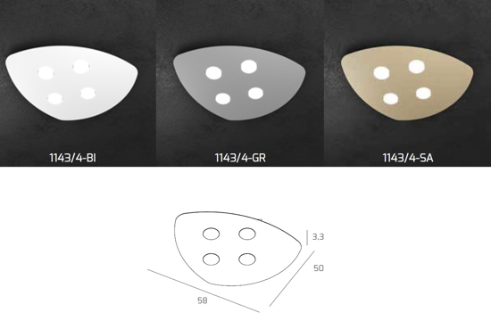 Plafoniera per soggiorno moderna bianca shape toplight