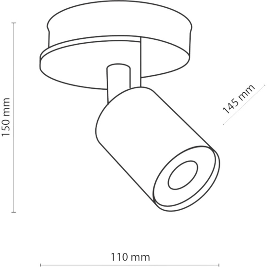 Applique con faretto nero legno orientabile per comodino camera da letto