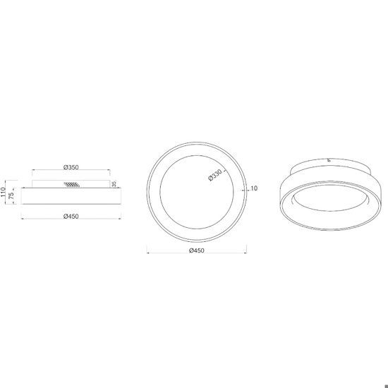 Plafoniera bianca moderna led 27w 4000k rotonda cerchio