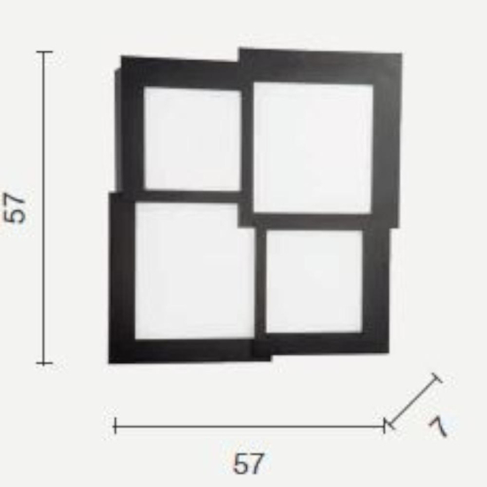 Ondaluce pl gr passpartou plafoniera quadrata nera led moderna