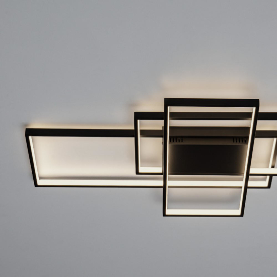 Plafoniera geometrica nera design moderna led dimmerabile