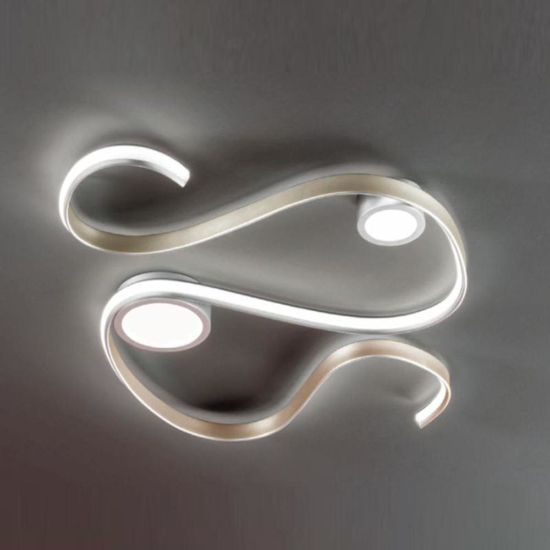 Ondaluce snake plafoniera design metallo oro led 3000k dimmerabile