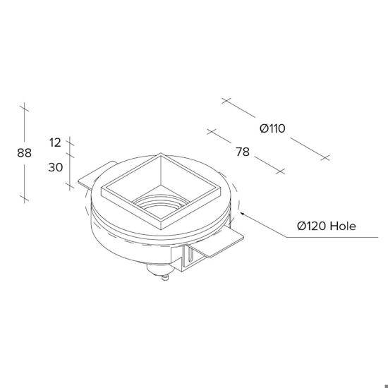 Portafaretto di gesso quadrato interno nero da incasso elis sforzin tecnico